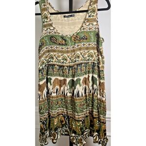 Boohoo Women's 8 Sun Dress Short Mini Boho African Safari Sleeveless Festival‎
